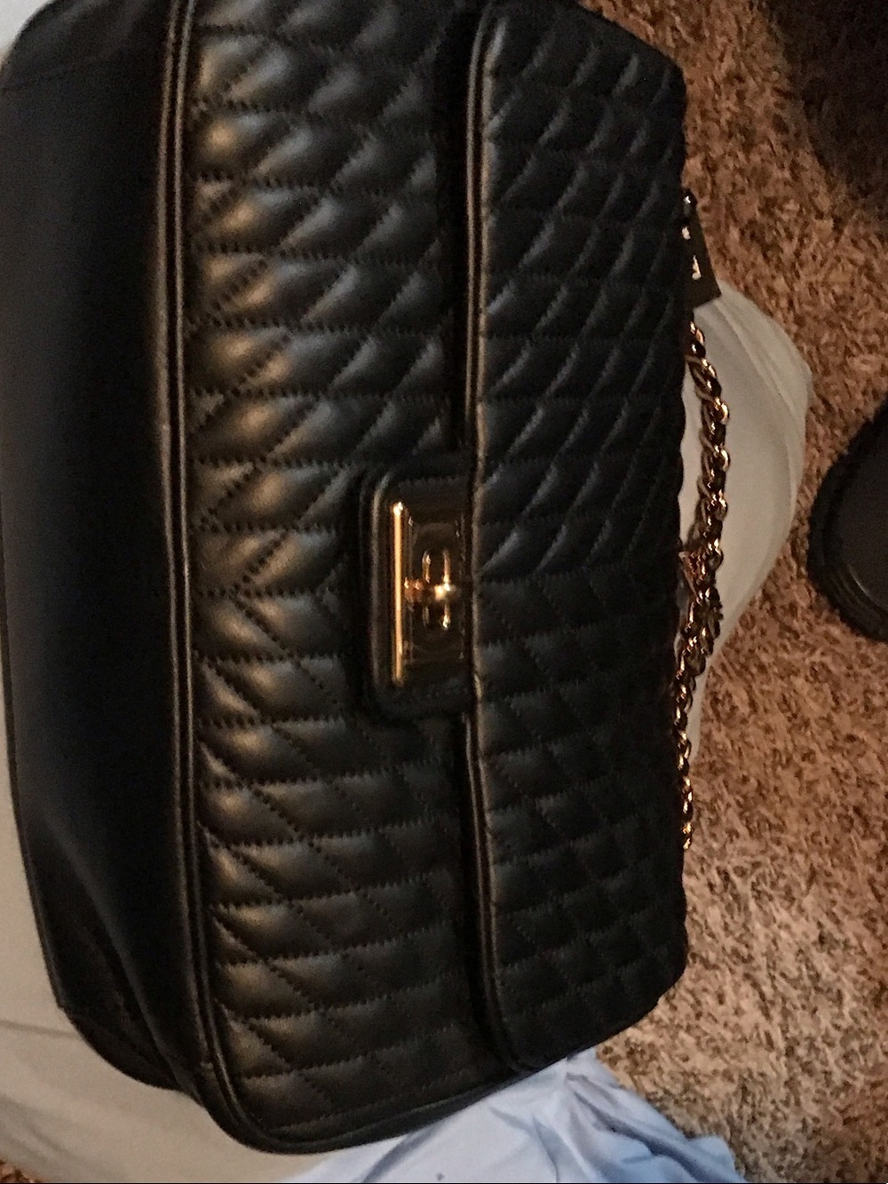 Karl Lagerfeld Black Quilted Crossbody with Gold Hardware